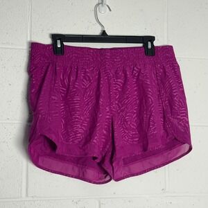 Athleta Printed Mesh Racer Run Short 4" Pink Animal Print Women's Large L